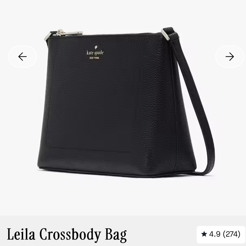 Kate Spade New York black pebble leather Lelia adjustable crossbody bag NWT 329